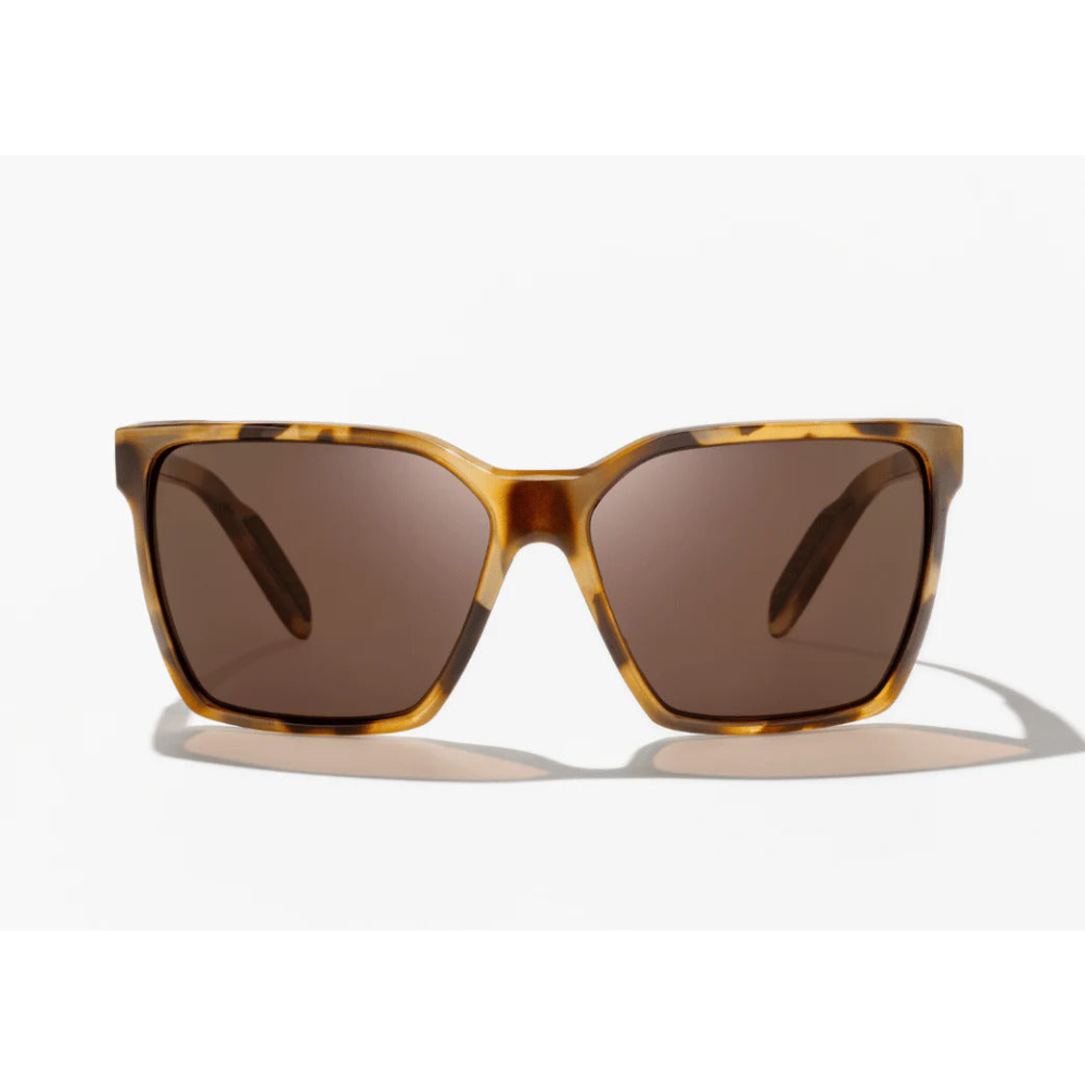 Tan tortoise shell sunglasses with dark brown lenses