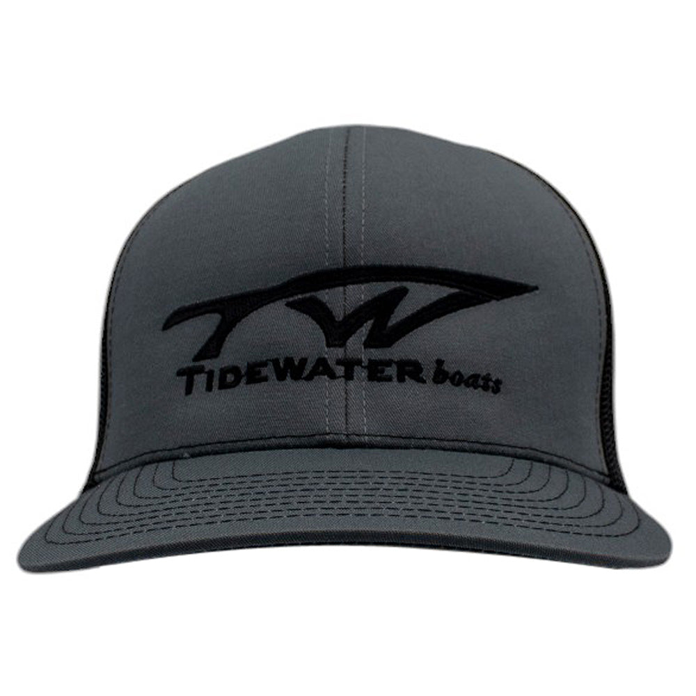 Gray baseball cap with a black Tidewater Boats logo across the front.