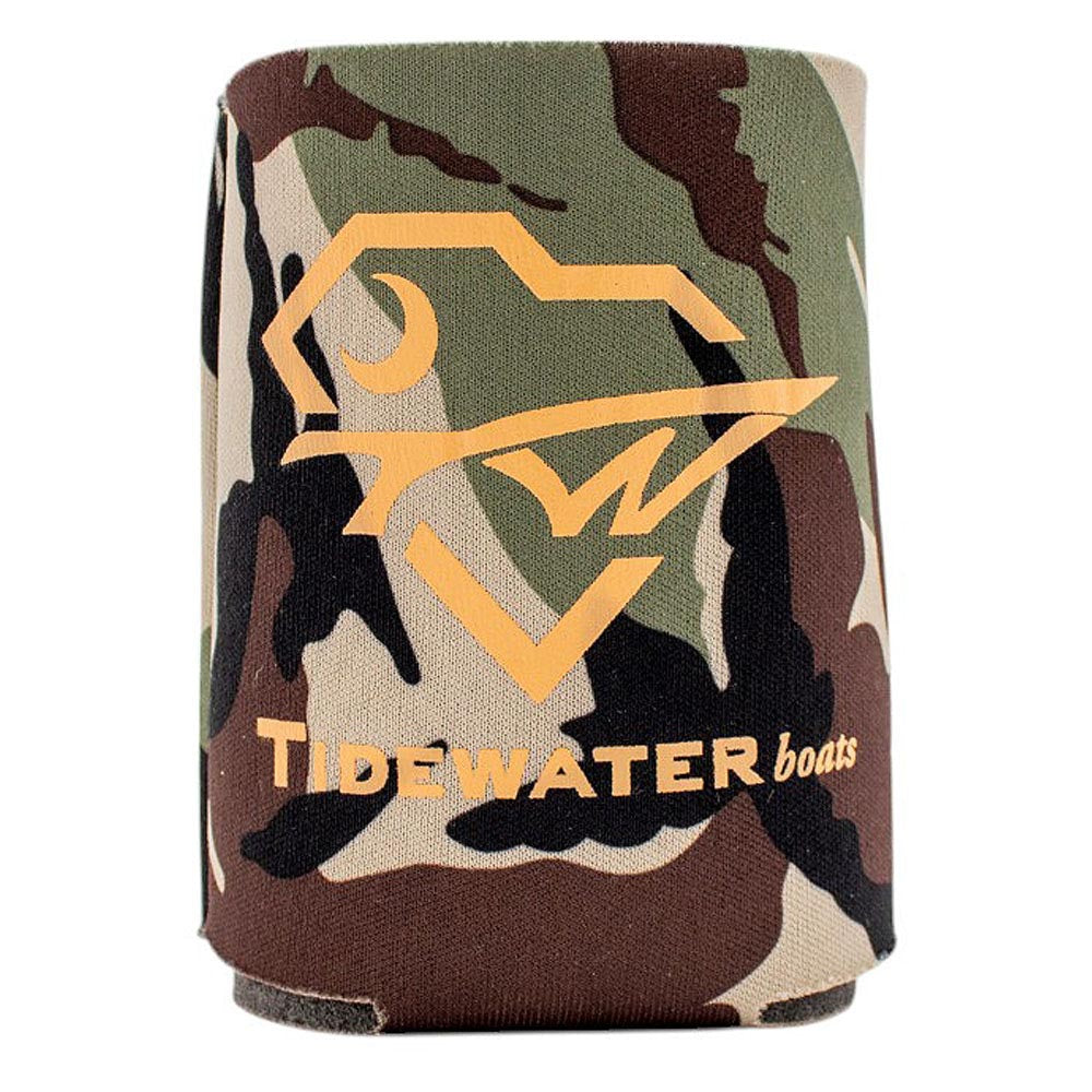 Camouflage can koozie with Tidewater Boats logo