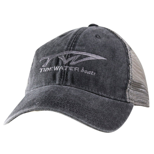 Gray cap with a mesh back featuring the Tidewater Boats logo embroidered across the front.