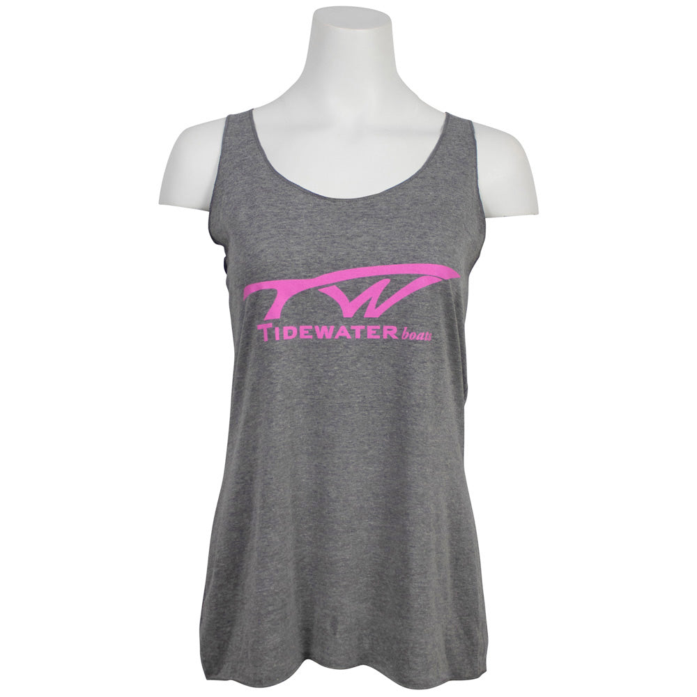 Gray tank top with pink Tidewater logo