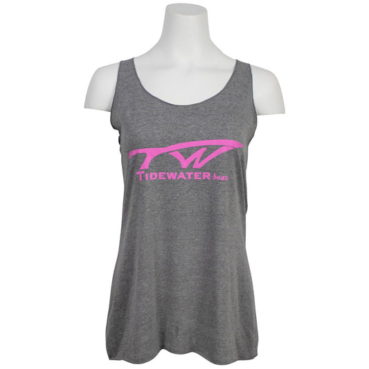 Gray tank top with pink Tidewater logo