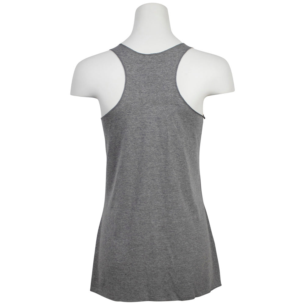 Back view of a gray tank top.