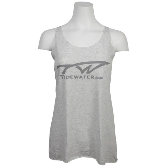 Gray tank top with 'Tidewater' logo displayed on front