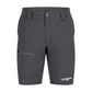 Gray fishing shorts with a zippered pocket on the thigh and a white tidewater logo on the left leg. 
