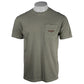 Light green short-sleeve t-shirt with a chest pocket and the tidewater logo on it. 