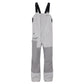 Two-toned grey fishing bibs with black adjustable straps and a leg pocket, featuring a tidewater logo on the hip.