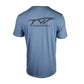 A light blue short-sleeve t-shirt with a camo chest pocket and the tidewater boats logo in grey.