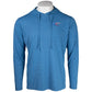 Men's blue long-sleeve hoodie with an American flag tidewater logo on the chest.