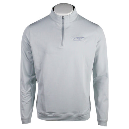 Light gray long-sleeve pullover with a quarter-zip and a small tidewater logo on the chest